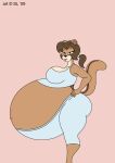  anthro belly big_belly big_breasts big_butt bottomwear breasts brown_eyes brown_hair butt chipmunk clothing digital_media_(artwork) female ground_squirrel hair hyper hyper_belly mammal navel outie_navel pants ponytail pregnant rodent satsumalord sciurid simple_background solo terry_(satsumalord) thick_thighs tongue tongue_out topwear 