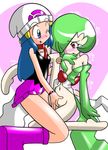  bestiality blush fingering gardevoir hikari_(pokemon) pokemon pokephilia pussy smile uncensored wink yorunoko yuri 