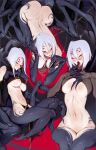 1girl arachne areola_slip areolae arthropod_girl ass breasts claws clothes_lift extra_eyes fangs highres looking_at_viewer monster_girl monster_musume_no_iru_nichijou multiple_legs multiple_views navel nipple_slip nipples nude open_mouth pelvic_curtain rachnera_arachnera saliva shirt_lift silk smile solid_eyes spider_girl spider_web stomach taur tongue tongue_out underboob venusflower 