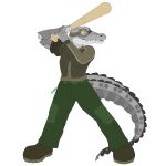  alligator alligatorid anthro baseball_(sport) bottomwear clothing crocodilian hi_res invalid_tag khramchee male pants reptile robotic_arm scalie sport 