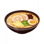  artist_request bowl commentary egg egg_(food) english_commentary food food_focus genshin_impact lowres meat no_humans noodles official_art ramen spring_onion still_life third-party_source tofu transparent_background 