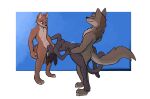  2022 anthro anthro_on_anthro anthro_penetrated anthro_penetrating anthro_penetrating_anthro blue_background breasts brown_body brown_fur canid canine canis digital_media_(artwork) domestic_cat enginetrap felid feline felis female female_penetrated fur grey_body grey_fur hi_res light lighting male male/female male_penetrating male_penetrating_female mammal nipples nude oral penetration ragey rei_(enginetrap) sex shaded simple_background standing standing_sex wolf 