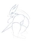  absurd_res anthro breath butt clothing conditional_dnp female genitals hi_res hollow_knight hornet_(hollow_knight) legwear looking_at_viewer looking_back nail nail_(weapon) panting pussy quin-nsfw solo stockings team_cherry video_games 