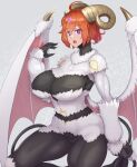  2_horns 3_eyes abubu ahoge animal_humanoid bat_wings big_breasts black_body black_skin bovid bovid_humanoid breasts caprine caprine_demon caprine_humanoid curved_horn demon digital_media_(artwork) fate_(series) female fur goat goat_demon goat_humanoid grey_background gudako_(fate) hair hi_res horn horned_humanoid huge_breasts humanoid light_body light_skin looking_at_viewer mammal mammal_humanoid membrane_(anatomy) membranous_wings multi_eye open_mouth orange_hair purple_eyes ritsuka_fujimaru short_hair simple_background solo spiral_eyes video_games white_body white_fur wings 