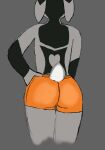  anonymous_artist anthro butt butt_focus clothed clothing ears_down fur fur_markings girly grey_body grey_fur hand_on_hip hi_res hooters_uniform hybrid male mammal markings minikane pivoted_ears rear_view simple_background solo standing thick_thighs thigh_gap 