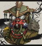  1other ambiguous_gender apex_legends bloodhound_(apex_legends) brown_jacket cable fur_trim goggles grey_background helmet highres jacket kaeru_(csit24) letterboxed looking_ahead other_focus portrait rebreather solo 