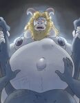  ambiguous_gender anthro asgore_dreemurr baby_bump big_nipples boss_monster bovid caprine first_person_view glowing glowing_eyes goat hi_res horn legs_up male male/ambiguous mammal moobs navel nipples outie_navel penetration petting_belly pregnant pregnant_male randomgirl1265 undertale undertale_(series) video_games 