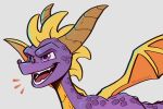  activision dragon feral horn icelectricspyro male membrane_(anatomy) membranous_wings open_mouth purple_eyes scales scalie simple_background smile solo spines spyro spyro_the_dragon teeth tongue video_games western_dragon wings 