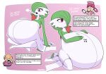  absurd_res anthro clothing day-care_man dress english_text female gardevoir green_hair hair hi_res human hyper hyper_pregnancy kneeling male mammal nintendo nurse_joy pok&eacute;mon pok&eacute;mon_(species) pregnant progression sitting solo_focus text thenypod4 video_games white_body white_skin 