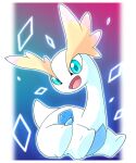  ambiguous_gender aurora_(disambiguation) blue_background feral gradient_background hi_res multicolored_body open_mouth shiny_pok&eacute;mon simple_background sitting solo two_tone_body white_background white_body ちゃば 