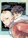  2boys black_hair carrying closed_eyes darren_shan jacket larten_crepsley looking_back multiple_boys orange_hair piggyback red_jacket scar scar_on_face short_hair the_saga_of_darren_shan 