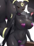  2022 anthro big_breasts big_butt bodily_fluids breasts butt digital_media_(artwork) drooling eeveelution female hi_res nintendo pasties pok&eacute;mon pok&eacute;mon_(species) saliva sana!rpg solo tongue tongue_out umbreon video_games 