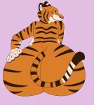  absurd_res ambiguous_gender anthro big_butt brown_body brown_fur butt felid female_(lore) fur green_eyes hand_on_butt hi_res kibbleztheyeen looking_back mammal markings orange_body orange_fur pantherine rear_view smile smirk solo striped_markings stripes tan_body tan_fur tiger 