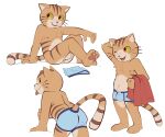  anthro balls bulge clothing domestic_cat felid feline felis genitals hatakerub hi_res male mammal simple_background tapio_chatarozawa underwear white_background working_buddies! 