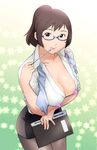  book breasts cleavage glasses nipples sensei smile teacher 