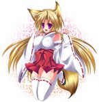  animal_ears blush covering fox_ears furry japanese_clothes kitsune no_panties smile tail 