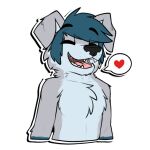  &lt;3 1:1 alpha_channel anthro australian biped black_eyebrows black_nose blue_body blue_fur eyebrow_through_hair eyebrows eyes_closed floppy_ears fur gaokun grey_body grey_ears grey_fur hair happy maidboye male multicolored_body multicolored_fur open_mouth shepherd simple_background solo sticker teeth tongue translucent translucent_hair transparent_background 