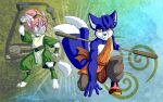  anthro blue_body blue_fur cainesama canid canine clothing cosplay costume disguise duo female fox fur hi_res invalid_tag male mammal the_last_airbender zooshi 