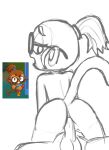  anthro bloons_tower_defense cowgirl_position duo eyewear female from_front_position glasses hair haplorhine hi_res kayddew looking_back male male/female mammal monkey on_bottom on_top patch_(bloons) penetration ponytail primate sex sketch vaginal vaginal_penetration 