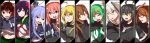  6+girls ahoge bangs black_hair black_sailor_collar black_serafuku blonde_hair blue_eyes brown_eyes brown_hair crescent crescent_hair_ornament fumizuki_(kancolle) gomio_(bb-k) green_eyes green_hair green_sailor_collar grin hair_between_eyes hair_ornament kantai_collection kikuzuki_(kancolle) kisaragi_(kancolle) kisaragi_kai_ni_(kancolle) long_hair mikazuki_(kancolle) mochizuki_(kancolle) multiple_boys multiple_girls mutsuki_(kancolle) mutsuki_kai_ni_(kancolle) nagatsuki_(kancolle) neckerchief one_eye_closed open_mouth parted_lips pink_hair purple_eyes purple_hair red-framed_eyewear red_eyes red_hair rigging sailor_collar satsuki_(kancolle) school_uniform serafuku short_hair smile uzuki_(kancolle) yayoi_(kancolle) yellow_eyes 