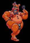  anthro big_breasts blue_eyes bow_tie breasts clothing five_nights_at_freddy&#039;s five_nights_at_freddy&#039;s_2 hat headgear headwear huge_breasts male male/male microphone one_leg_up raised_leg red_cheeks scottgames solo thong top_hat toy_freddy_(fnaf) underwear video_games 