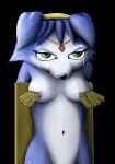  anthro bdsm blue_body blue_fur bodily_fluids bondage bound breast_torture breasts canid canine clothes_pin crying female fox fur glare hair hi_res krystal lettherebecolor mammal nintendo nipple_torture nude pain simple_background solo star_fox tears torture video_games 