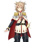  absurdres alternate_costume arm_behind_back belt boots cloak epaulettes highres leo23 pantyhose red_cloak shirt sword touhou toyosatomimi_no_miko weapon white_shirt yellow_eyes 