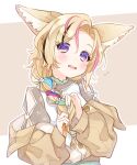  animal_humanoid black_highlights blush canid canid_humanoid canine canine_humanoid clothing fennec_humanoid fox_humanoid hair hi_res highlights_(coloring) hololive humanoid inner_ear_fluff lips mammal mammal_humanoid multicolored_eyes multicolored_hair omaru_polka open_mouth pink_highlights pink_tongue solo tan_clothing tongue topwear tuft virtual_youtuber white_clothing yng043 