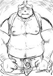  2019 absurd_res anthro ashigara balls belly blush embarrassed flaccid genitals hi_res humanoid_genitalia humanoid_hands humanoid_penis kemono lifewonders male mammal moobs navel nipples overweight overweight_male penis pubes solo tokyo_afterschool_summoners ujishiyo ursid video_games 