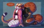  2022 ailurid anthro border bra breasts cleavage clothed clothing clouded_leopard collar dialogue felid female hi_res hoodie lingerie looking_back male mammal marjani masturbation open_mouth pantherine red_panda shirt speech_bubble tanutanuki topwear underwear ych_result 