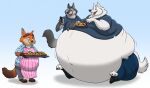  2016 anthro apron belly big_belly bottomwear canid canine canis cellphone chubby_anthro chubby_male clothed clothing dessert disney eye_contact fangs food fox fur gideon_grey group hectorthewolf holding_fork holding_object holding_tray hyper hyper_belly looking_at_another male mammal morbidly_obese morbidly_obese_anthro morbidly_obese_male navel obese obese_anthro obese_male open_mouth overweight overweight_anthro overweight_male pants phone pie red_body red_fur shirt sitting slightly_chubby standing tearing_clothing teeth tongue topwear torn_clothing white_body white_fur wolf zootopia 