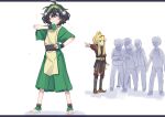  :3 avatar:_the_last_airbender avatar_(series) black_hair blind blind_girl_(popopoka) blonde_hair blue_eyes bow bully_girl_(popopoka) feet fingerless_gloves gloves green_eyes hand_on_own_chin hat long_hair multiple_boys parody pointy_footwear popopoka pose short_hair sparkle white_background 