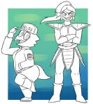  alphys anthro armor baseball_cap boots bottomwear breasts buckteeth bulma clothed clothing cosplay crossed_arms duo eye_patch eyewear female fin fish footwear front_view fully_clothed glasses gloves grin guitarstudios hair hand_in_pocket handwear hat head_fin headgear headwear holding_clothing holding_hat holding_headgear holding_headwear holding_object jacket lizard looking_at_viewer marine non-mammal_breasts on_one_leg open_mouth open_smile pockets ponytail reptile scalie scouter sharp_teeth shoes shorts side_view simple_background smile standing teeth thick_tail topwear undertale undertale_(series) vegeta video_games 