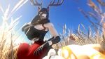  3d_(artwork) absurd_res anthro big_breasts breasts cervid digital_media_(artwork) duo facesitting female female/female field grass hi_res holly_zanzibar horn humanoid icarus_berrys_(ludexus) light ludexus mammal plant source_filmmaker sun sunlight 