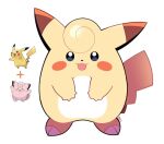  :3 artsy-rc clefairy full_body fusion looking_at_viewer no_humans pikachu pokemon pokemon_(creature) signature simple_background smile solo white_background 