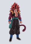  absurdres body_fur clenched_hands dbkenkyuusei dragon_ball dragon_ball_heroes full_body gogeta gogeta_(xeno) highres looking_at_viewer metamoran_vest monkey_boy monkey_tail muscular muscular_male pink_fur red_fur red_hair saiyan solo spiked_hair standing super_full_power_saiyan_4_limit_breaker super_saiyan super_saiyan_4 tail white_background 