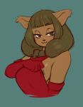  2022 :3 ankama anthro areola bangs bedroom_eyes breasts brown_body brown_fur buxbi dofus ecaflip felid female flashing fur mammal miranda_(wakfu) narrowed_eyes seductive solo video_games wakfu 