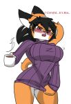  anthro big_breasts blush breasts canid canine clothing container cup fan_character female fox invalid_tag mammal maxine_boulevard pace-maker panties solo sweater thick_thighs topwear underwear 