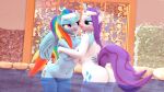  3d_(artwork) absurd_res athletic athletic_female breasts butt digital_media_(artwork) equid equine female female/female friendship_is_magic hi_res horn mammal my_little_pony nude partially_submerged pegasus rainbow_dash_(mlp) rarity_(mlp) sebaxn unicorn water wings 