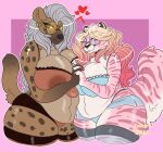  anthro breasts clothing duo eyewear ezukapizumu felid female glasses hair hyaenid lingerie mammal marzipan_(spottedtigress) pantherine silver_(ezukapizumu) tiger 