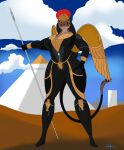  absurd_res big_breasts big_butt breasts butt felid female hi_res hybrid liger lion mammal pantherine panthra78 sekhmet_(panthra78) solo winged_cat wings 