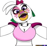  2022 accessory alpha_channel animatronic anthro avian beak bird blush blush_lines breasts chicken cleavage clothed clothing ear_piercing female five_nights_at_freddy&#039;s five_nights_at_freddy&#039;s:_security_breach galliform gallus_(genus) gentle_puppet glamrock_chica_(fnaf) hair_accessory hair_bow hair_ribbon hi_res humanoid lipstick looking_at_viewer machine makeup open_mouth phasianid piercing purple_eyes ribbons robot scottgames simple_background smile solo teeth toothed_beak transparent_background video_games watermark 
