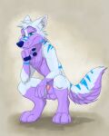  absurd_res avoid_posting blue canid canine canis fluffball genitals hi_res invalid_tag kee keenora mammal penis purple sitting tip wolf 