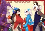  anthro blush breasts claws clothed clothing dragon female fur hair horn male smile tongue wingless_dragon wolflong 