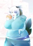  anthro breasts burger canid canine canis domestic_dog eating eating_food female food fuwadenki hi_res mammal overweight overweight_female pupkittyfan1 puppychan solo thick_thighs 