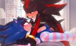  absurd_res anthro apex_the_hedgehog blush bodily_fluids dominant dominant_male duo eulipotyphlan genital_fluids girly hedgehog hi_res krazyelf male male/male mammal penetration precum sega shadow_the_hedgehog sonic_the_hedgehog_(series) spread_legs spreading submissive submissive_male teasing 