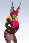 2022 absurd_res amber_eyes anthro big_ears breasts clothing dipstick_ears eyebrow_through_hair eyebrows eyelashes felid feline female fur hair hands_in_both_pockets hi_res hoodie inner_ear_fluff long_ears looking_at_viewer lynx mammal mara_(scorpdk) multicolored_ears open_mouth open_smile red_hair scorpdk shirt short_hair smile solo spots spotted_body spotted_fur topwear translucent translucent_hair tuft 