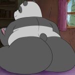  2022 anthro bedroom belly big_butt black_body butt cartoon_network cellphone dot_eyes giant_panda hi_res inside mammal overweight panda_(wbb) phone sitting smartphone solo thevillager ursid we_bare_bears white_body 