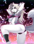  anthro breasts canid canid_demon collar demon female fur hellhound helluva_boss hi_res loona_(helluva_boss) mammal multicolored_body multicolored_fur solo spiked_collar spikes tsampikos two_tone_body two_tone_fur 