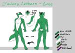  absurd_res anthro butt canid canine canis digital_media_(artwork) english_text fur green_body green_fur hair hi_res male mammal model_sheet nipples nude simple_background solo standing text white_body white_fur wolf zachary_aethern zachsroom 